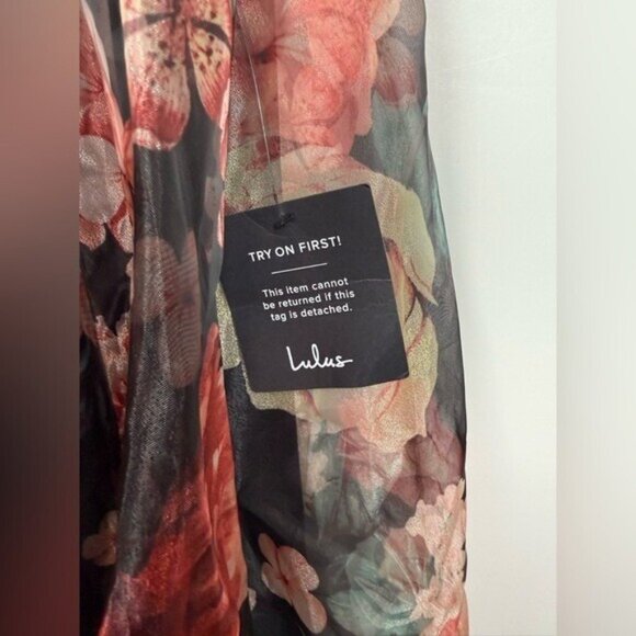 LULUS Bringing the Charm Floral Full Length Organza Gown One Shoulder NWT Sz S - Picture 11 of 11